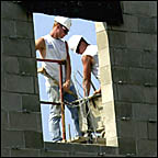 workers framed in a
window