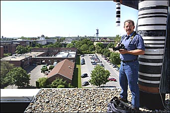 Bob Elbert on top of Molecular Biology building