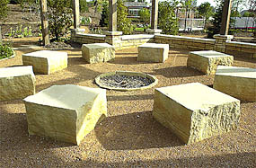 Stone cubes around a fire circle