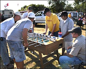 students playing foosball