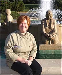 Karla Boetel in front of Four Seasons
Fountain