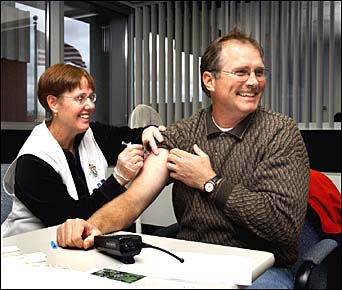 Person getting flu shot