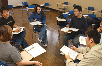 International students studying English