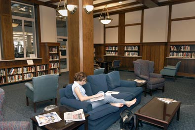 student studying in the Library