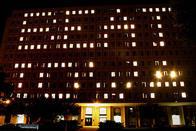 Beat Iowa with lit windows on Wallace and
Wilson halls