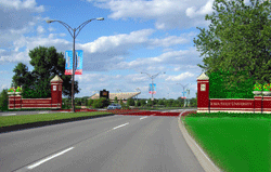 An artist's concept of a proposed Elwood Drive
'gateway' to south campus.