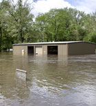 Flooded maintenance building