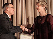 President Geoffroy and assistant
professor Linda Shenk