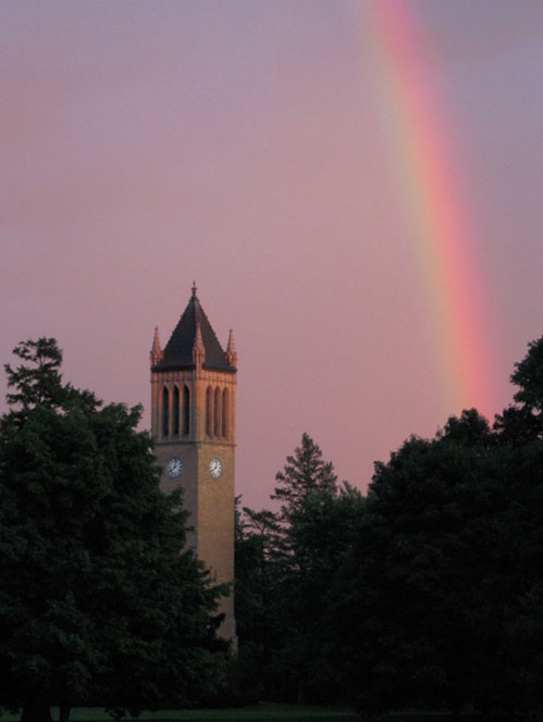 Rainbow over campanile