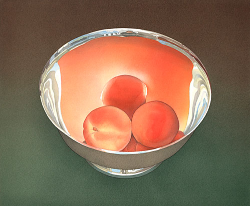 Peaches in Silver Bowl