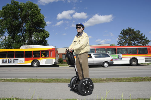 Schwab on his Segway